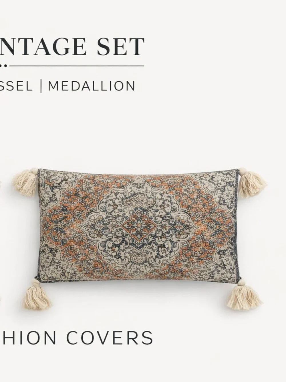 Boho + Vintage Cushion Cover Bundle Set of 2 Tassel & Medallion Decor